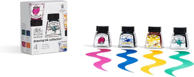 Winsor Newton 1090104 Zeichentinten-Set „Rich Tones“ 4x14ml – Schnell trocknende, transparente Tinte für Pinsel, Stift und Airbrush – Zeichentinten-Kollektion
