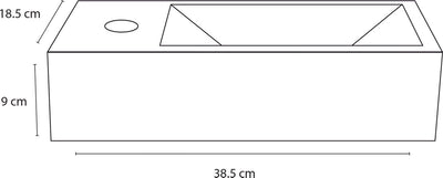 Differnz Ravo-Brunnen – 38,5 x 18,5 x 9,5 cm – 1 Hahnloch links – Keramik weiß