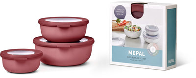 Mepal – Multi-Bowl-Cirqula-Frischhaltedosen-Set – 350 + 750 + 1250 ml – rund – lebendiges Mauve