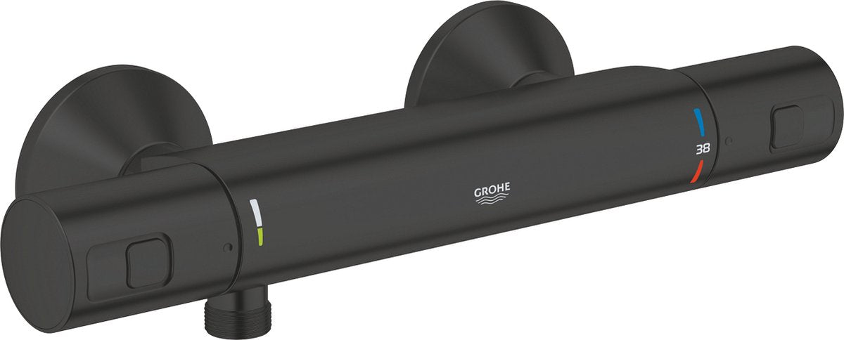 Grohe Precision Start Thermostat-Duscharmatur – 15 cm – wassersparend – inklusive Kupplungen – mattschwarz