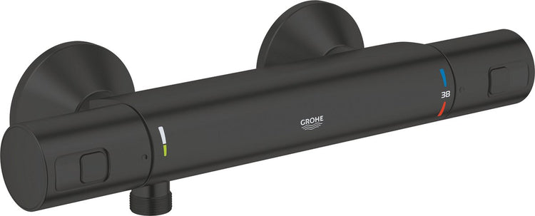 Grohe Precision Start Thermostat-Duscharmatur – 15 cm – wassersparend – inklusive Kupplungen – mattschwarz