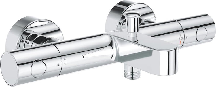 Grohe Grohtherm 800 Cosmopolitan Thermostat-Badewannenarmatur – 15 cm – wassersparend – mit Umsteller – inklusive Kupplungen – Chrom