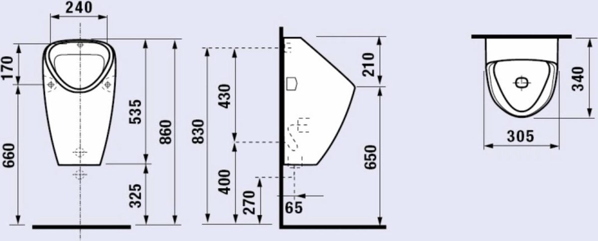 Jika Euroline Urinal mit Zulauf hinten weiß