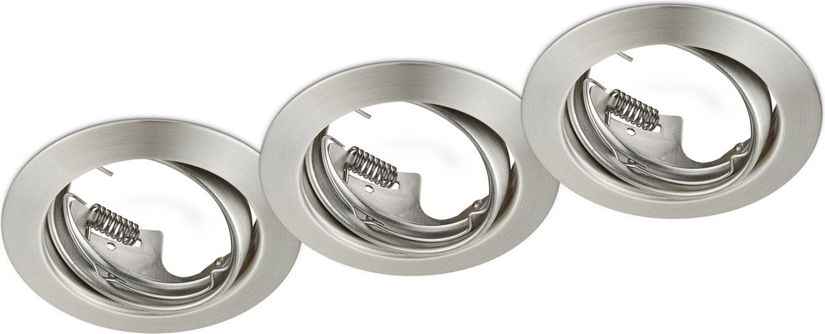 Trio Jura - Einbaustrahler - Nickel matt - exkl. 3x GU10 3w - schwenkbar - Deckenmontage - rund