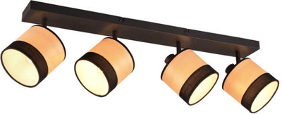 Rl lebe dein Licht Reality Bozen - Spot - Schwarz matt - exkl. 4x E14 10W - Schirm Holzoptik