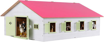 Kids Globe Globe Horse Stall Pink mit 7 Kisten, 1:24