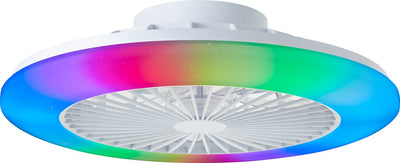 Brilliant Salerno – Deckenventilator – mit Beleuchtung – LED 40 W – Weiß und RGB-Farben – dimmbar – Weiß – sehr leise