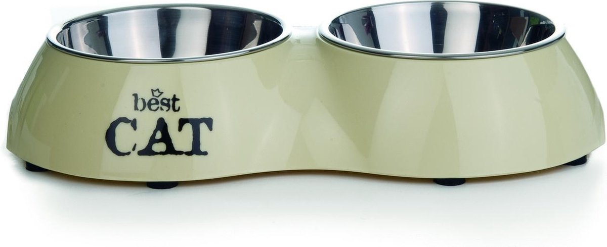 Beeztees beste Katze – Geschirrset Katze – Beige – 26,5 x 15 x 4,5 – 2 x 160 ml