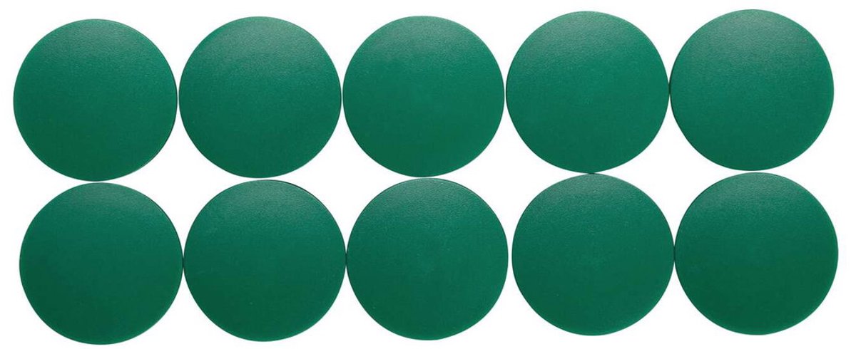 Maul Magnet rund 10 Stück 2,5 kg Kunststoff Ferrit bruchsicher erodiert lackiert ø 3,8 x 1,55 cm grün