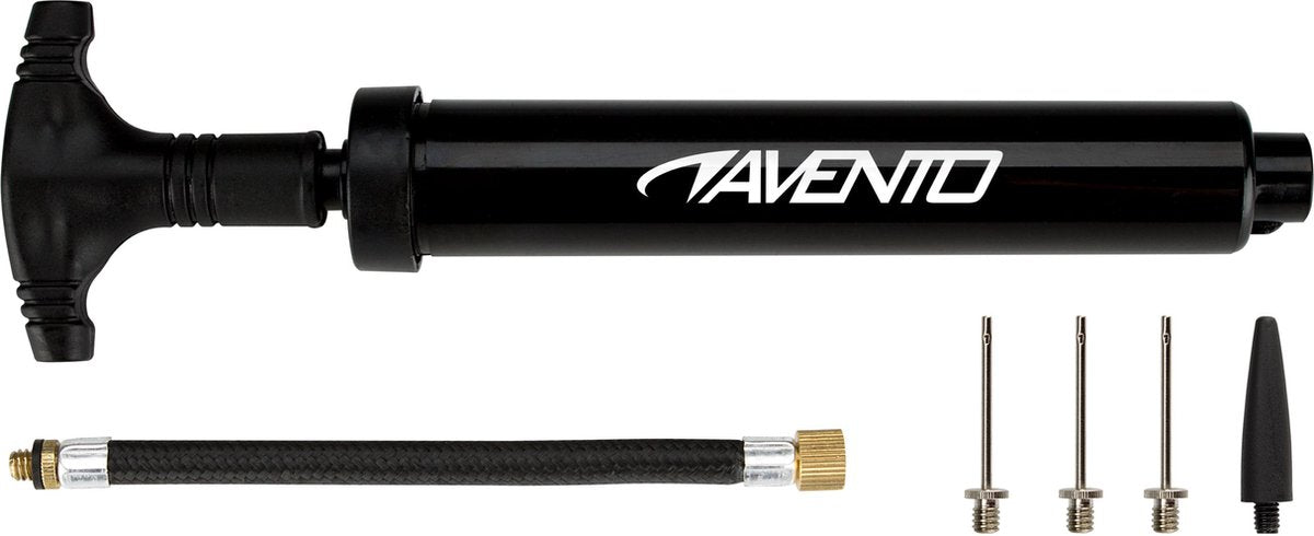 Avento Ballpumpe – Fußballpumpe mit zusätzlichen Nadeln – Double Action – Schwarz und Weiß