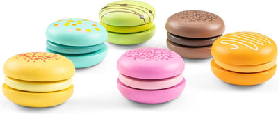 Woet® Holzspielzeug-Macaron-Set – 6-teilig mit Klettverschluss – Spielzeug-Essen für Kinder – Rollenspiel-Küchenspielzeug – ab 2 Jahren