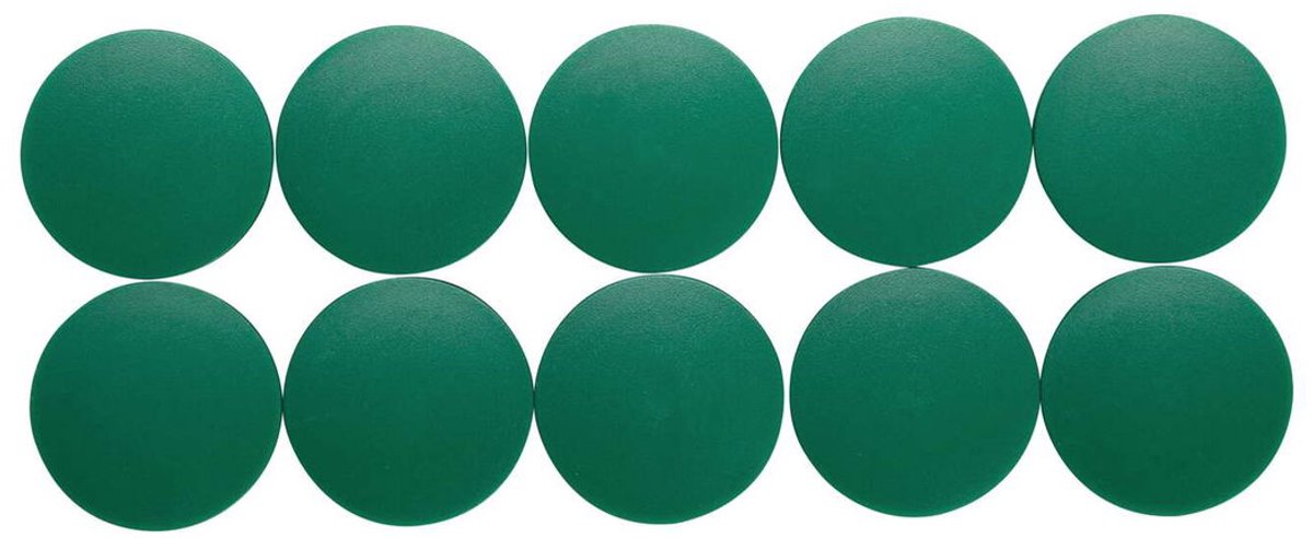 Maul Magnet rund 10 Stück 2,5 kg Kunststoff Ferrit bruchsicher erodiert lackiert ø 3,8 x 1,55 cm grün