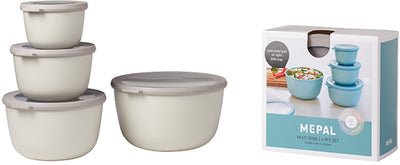 Mepal - Multi Bowl Cirqula Frischhaltedosen-Set - 500 + 1000 + 2000 + 3000 ml - rund - Nordic White