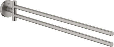 Grohe Essentials Handtuchhalter mit zwei drehbaren Armen – Supersteel (Edelstahl)