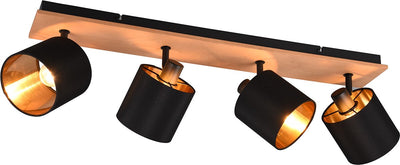 Rl Live Your Light Reality Tommy Spot – Holzfarbe – exkl. 4 x e14 - Rechteck - Schwarz-Gold