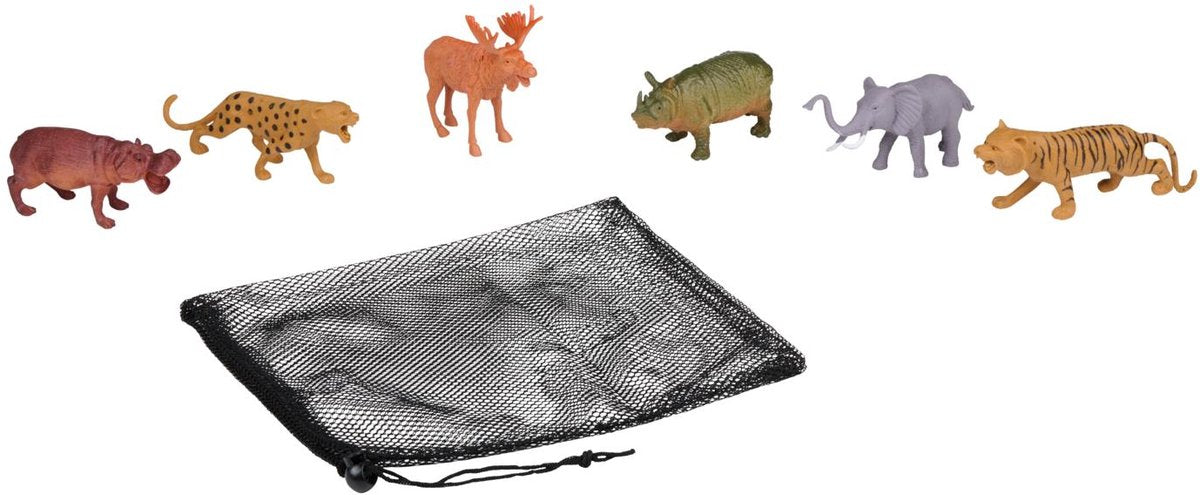 Eddy Toys Wildtier-Spielset 6-teilig – Tierspielzeug für Kinder im Beutel – Tierspielzeug Dschungel aus Kunststoff – Safari-Tierspielzeug – Tierfiguren-Spielzeugset