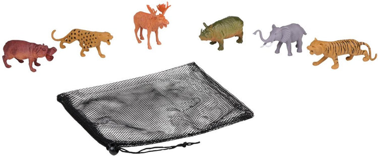 Eddy Toys Wildtier-Spielset 6-teilig – Tierspielzeug für Kinder im Beutel – Tierspielzeug Dschungel aus Kunststoff – Safari-Tierspielzeug – Tierfiguren-Spielzeugset