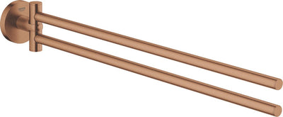 Grohe Essentials Handtuchhalter mit zwei drehbaren Armen – Sunset Gold (Mattbronze)