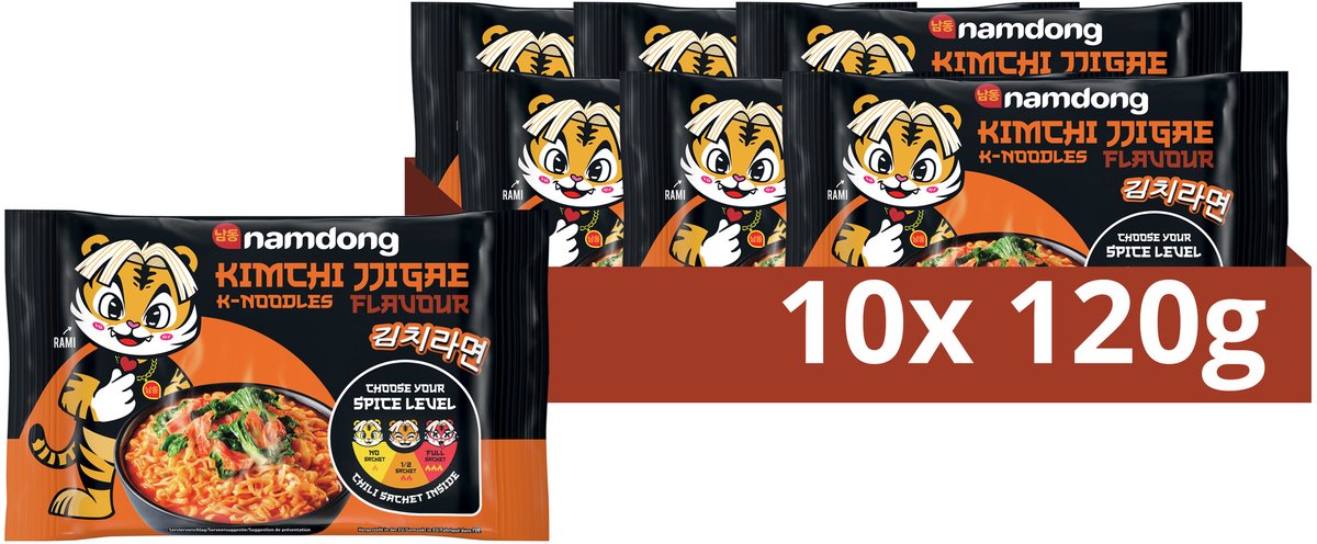 Namdong-Snack – Kimchi Jjigae – Instantnudeln mit koreanischem Kimchi-Geschmack – 10 x 120 g