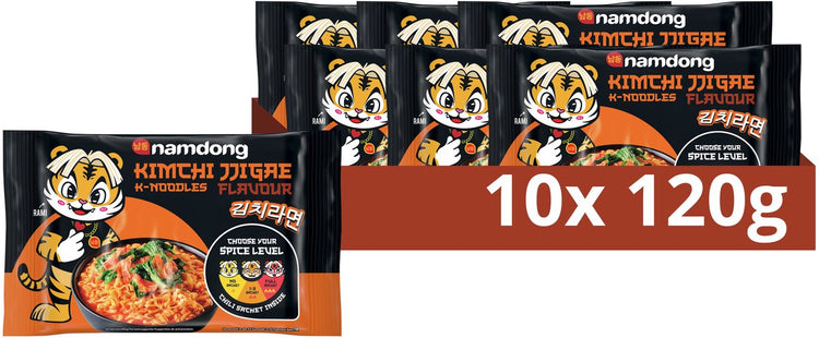 Namdong-Snack – Kimchi Jjigae – Instantnudeln mit koreanischem Kimchi-Geschmack – 10 x 120 g