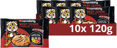 Namdong Snack – Beef Jjigae – Instantnudeln mit Rindfleischgeschmack im koreanischen Stil – 10 x 120 g