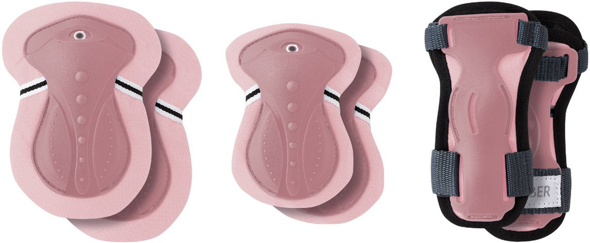 Globber 3er-Pack Schutzset – Junior-Schutz – XS – 6–10 Jahre – >25 kg – Pastellrosa – Knie, Ellenbogen, Handgelenk – für Roller, Skaten, Radfahren