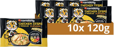 Namdong-Snack – Chicken Jjigae – Instantnudeln mit Hühnergeschmack im koreanischen Stil – 10 x 120 g