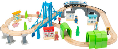 Kleiner Fuß -Holzzug mit Brücke, 60dlg.
