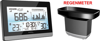 Technoline Wetterstation – ws 9016 – 180 x 110 x 38 mm – schwarz silber – mit Regenmesser – tl-ws9016