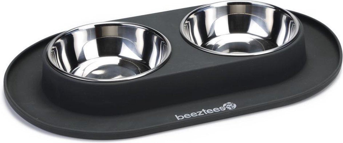 Beeztees - Hundegeschirrset - Silikon - Anthrazit - 40x24x4,5 cm