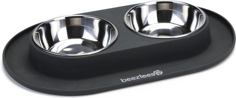 Beeztees - Hundegeschirrset - Silikon - Anthrazit - 40x24x4,5 cm
