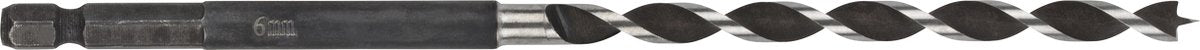 Wolfcraft – 6-mm-Schlangenbohrer für Holzbalken – 165 mm – Holzbohrer mit Sechskantschaft – Sechskant – 7131000