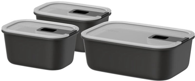 Mepal Frischhaltedosen-Set Easyclip – 2x 450 + 1000 ml – Frischhaltedosen mit Schiebeverschluss – mikrowellengeeignet. Dampfofen. Kühl- und Gefrierschrank – Nordic Black