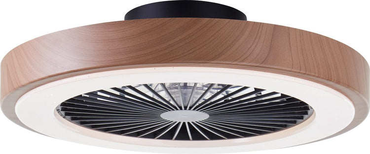 Brilliant Slimline - Deckenventilator - mit Beleuchtung - LED 40w - 3000k-6500k - dimmbar - schwarz mit Holzstrukturkante - sehr leise