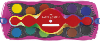 Faber-Castell Aquarell-Set – Verbinder – 12 Farben + 1 Tube Regenbogen-Glitzer + Einhorn-Aufkleber – FC-125002