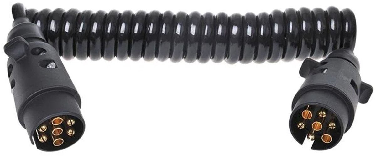 Proplus Spiralkabel - 3m - 2x Stecker - 7-polig - PVC - Schwarz