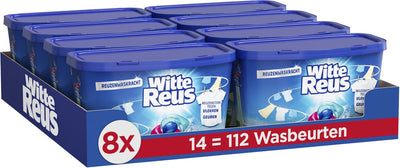 Weiße riesige 3+1 Power Caps Waschmittelkapseln | 8 x 14 Wäschen | 112 Wäschen | Wertverpackung