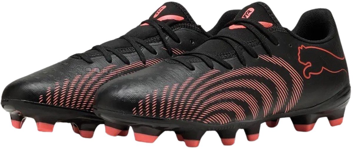 Puma Future 9 Play FG AG Unisex-Sportschuhe – Schwarz-Glühendes Rot-starkes Grau