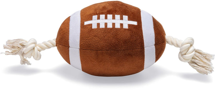 Beeztees Rugbyball mit Seil – Hundespielzeug – Plüsch – braun – 37 x 15 x 15 cm