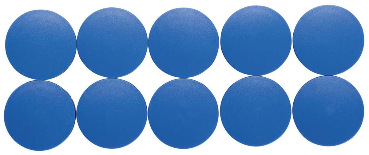 Maul Magnet rund 10 Stück 2,5 kg Kunststoff Ferrit bruchsicher erodiert lackiert ø 3,8 x 1,55 cm blau