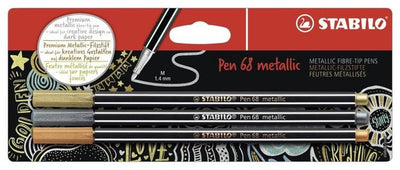 Stabilo Pen 68 Metallic-Filzstifte Silber Gold Kupfer - 3 Stk.