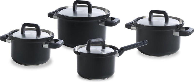 BK Flow Kühle schwarze Edelstahlpfanne 4-teilig Set