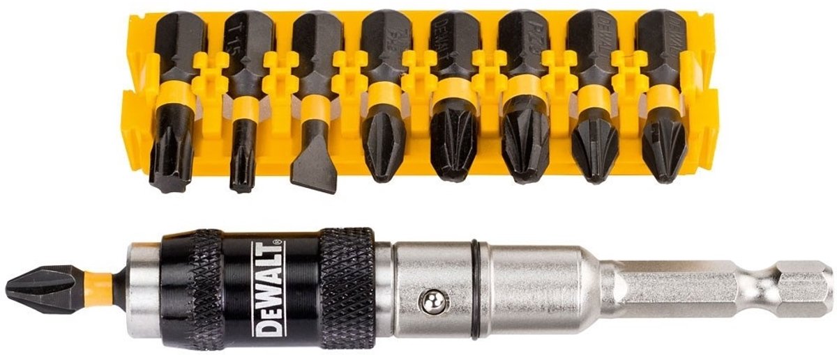 Imp Dewalt Zubehör Act Torsion 10-teiliger schwenkbarer Bithalter mit Schraubbits – dt70518t-qz