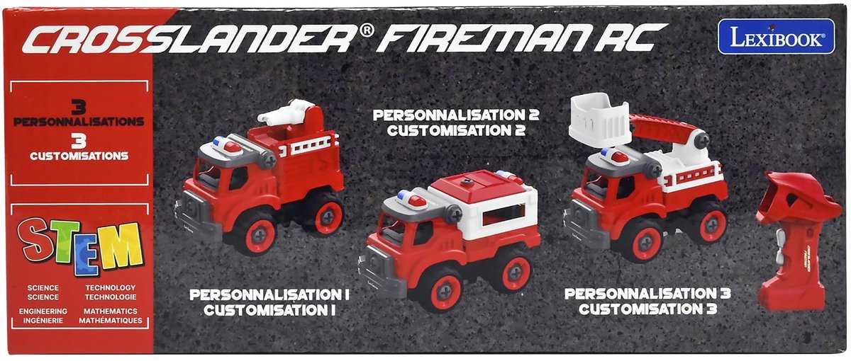 Lexibook Crosslander Feuerwehrmann – 3-in-1-Feuerwehrauto-Set mit elektrischer Bohrmaschine