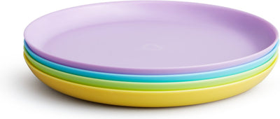 Bunte Munchkin-Teller für Kinder – fröhliche Farben – mikrowellen- und spülmaschinenfest – je 4 Stück