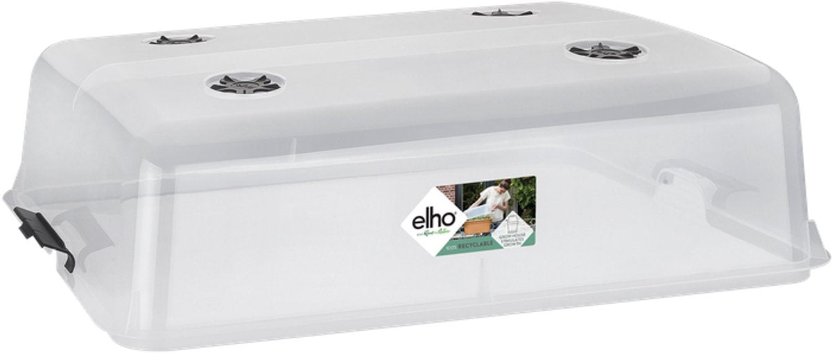 Elho Green Basics Grow House XXL 75 – Zubehör für Outdoor-Anbau und Erntezubehör – ø 74,8 x H 22,3 cm – transparent