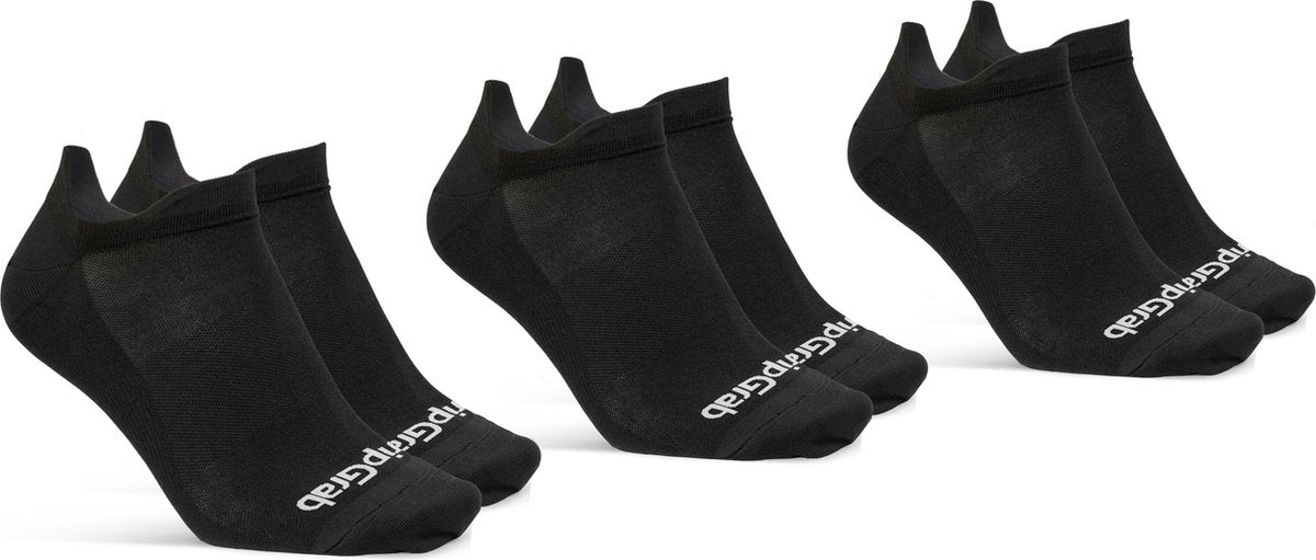 Gripgrab – klassische No-Show-Sommer-Radsocken, 3er-Pack, Knöchelsocken, Coolmax-Sportsocken – Schwarz – Unisex – Größe L (44–47)