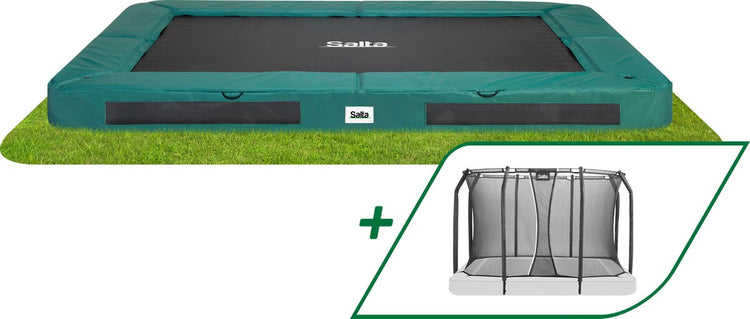 Salta Premium Ground - Bodentrampolin mit Sicherheitsnetz - 305 x 214 cm - Grün