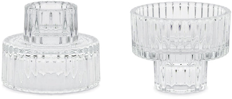Partydeco 4 Stück 2-in-1 Kerzenhalter aus Glas 6,5x5,5 cm