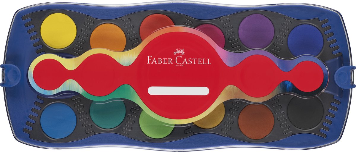 Faber-Castell Aquarell-Set – Box-Anschluss – 24 Farben + 1 Tube Weiß – FC-125020